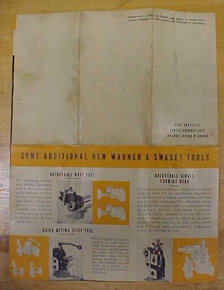 Warner & Swasey Single Cutter Turner Pamphlet