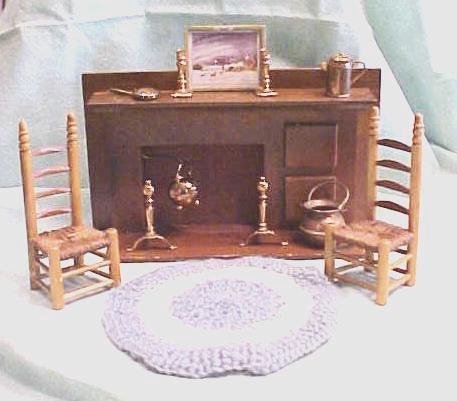 Dollhouse Fireplace Wood Country Style