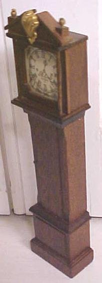 Dollhouse Grandfather Clock Wood Ornate Vintage