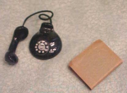 Dollhouse Telephone & Directory 1940-60's Black Dial