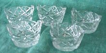 Cut Crystal Salts (6) Basket Shape Design