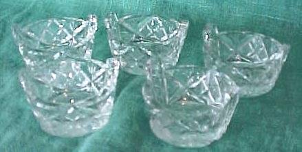 Cut Crystal Salts (6) Basket Shape Design
