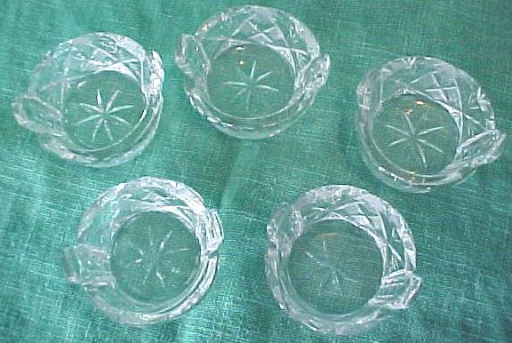 Cut Crystal Salts (6) Basket Shape Design
