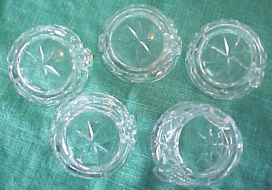 Cut Crystal Salts (6) Basket Shape Design