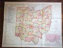 Antique Map Ohio Railway & County Platt Map 1909 Large Foldout