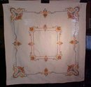 Table Topper Floral Embroidered Linen Fancy