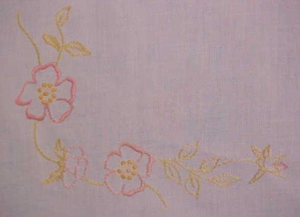 Table Topper Floral Embroidery Linen Leg Ties