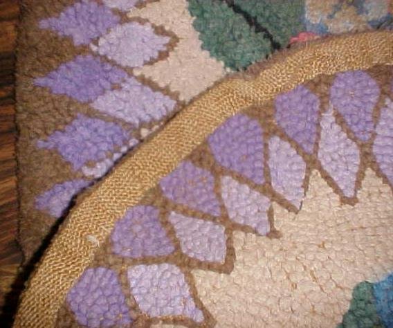Primitive Hooked Rug Oval Floral