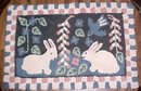 Primitive Hooked Rug Rabbets & Birds