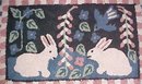 Primitive Hooked Rug Rabbets & Birds