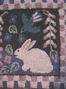 Primitive Hooked Rug Rabbets & Birds