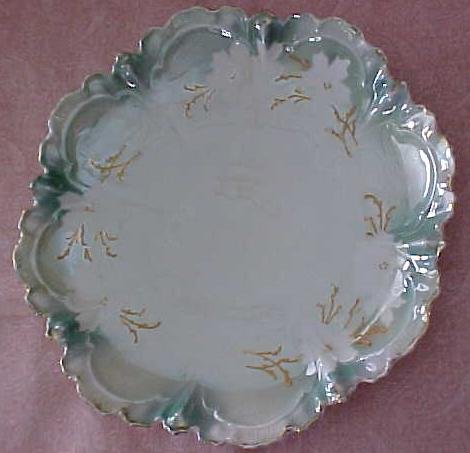 R. S. Prussia Cake Plate White Floral Scallop Edges
