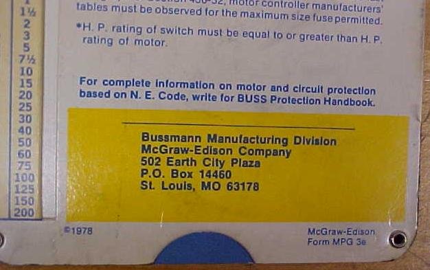 Bushmann Motor Running Overload & Branch Circuit Calculator