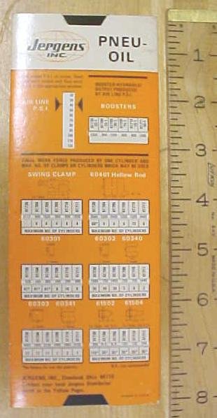 Jergens Pnen-Oil Cylinder Calculator Slide Rule