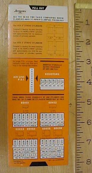 Jergens Pnen-Oil Cylinder Calculator Slide Rule