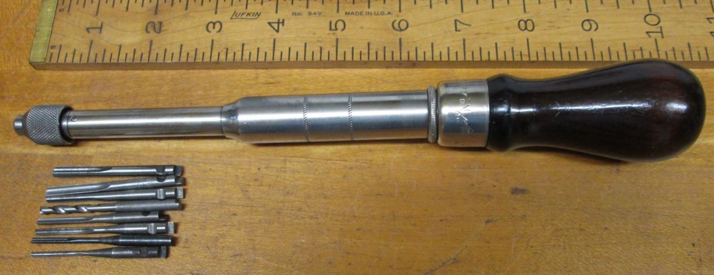 Millers Falls No. 445 Yankee Push Drill w/8 bits Rare!