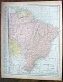 Antique Map Brazil Guiana Colombia Venezuela 1915 Great Colors