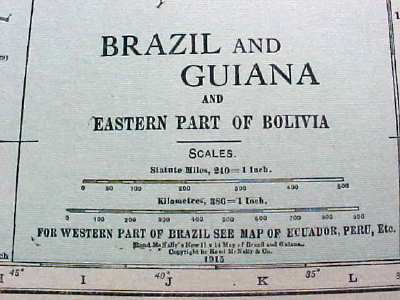 Antique Map Brazil Guiana Colombia Venezuela 1915 Great Colors