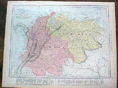 Antique Map Brazil Guiana Colombia Venezuela 1915 Great Colors