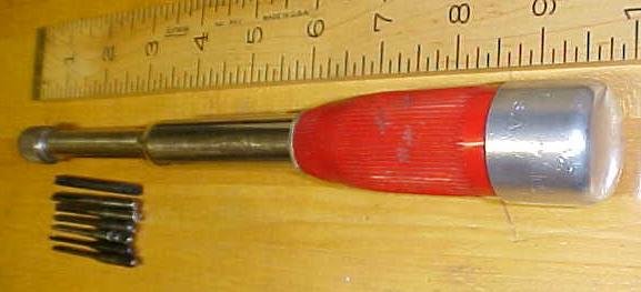 Millers Falls No. 170 Yankee Spiral Push Drill w/7 Drill Points