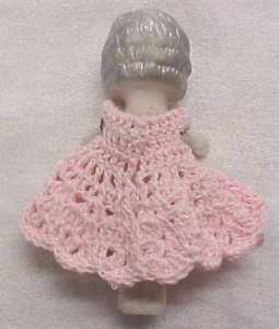Miniature All Bisque Doll Flapper Style Pink Dress