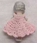Miniature All Bisque Doll Flapper Style Pink Dress
