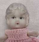 Miniature All Bisque Doll Flapper Style Pink Dress