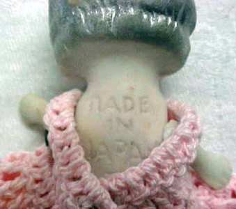 Miniature All Bisque Doll Flapper Style Pink Dress