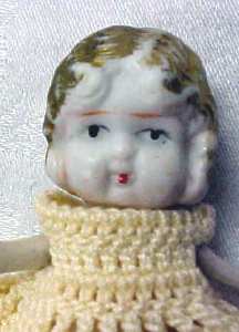 All Bisque Miniature Doll Yellow Dress