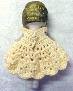 All Bisque Miniature Doll Yellow Dress