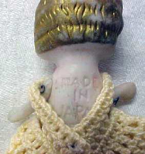 All Bisque Miniature Doll Yellow Dress