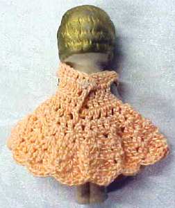 All Bisque Miniature Doll Peach Dress