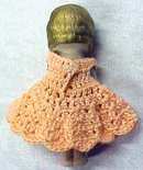 All Bisque Miniature Doll Peach Dress
