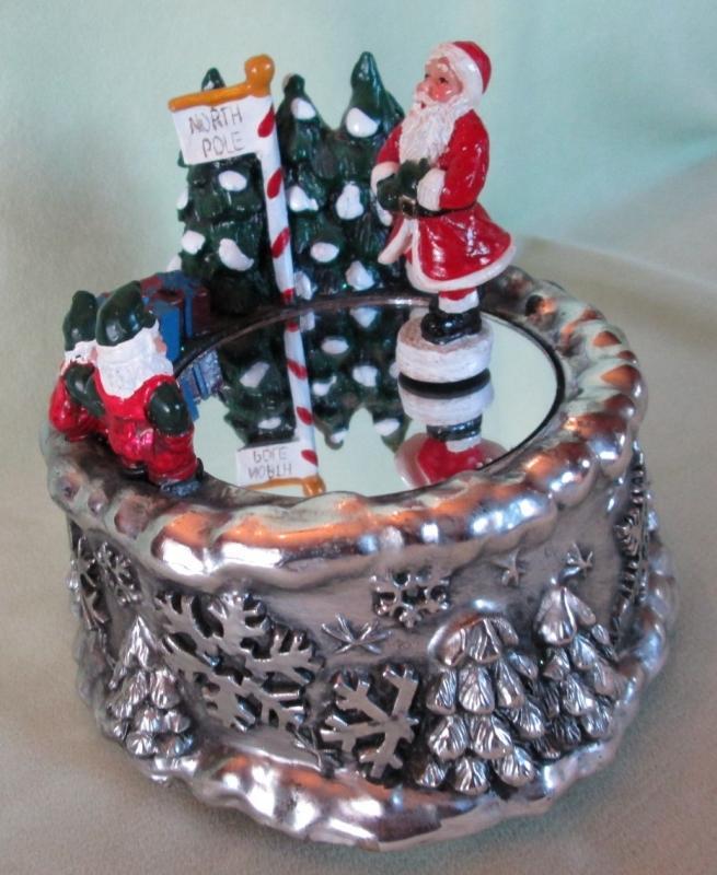 Twirling Santa Music Box Jingle Bells