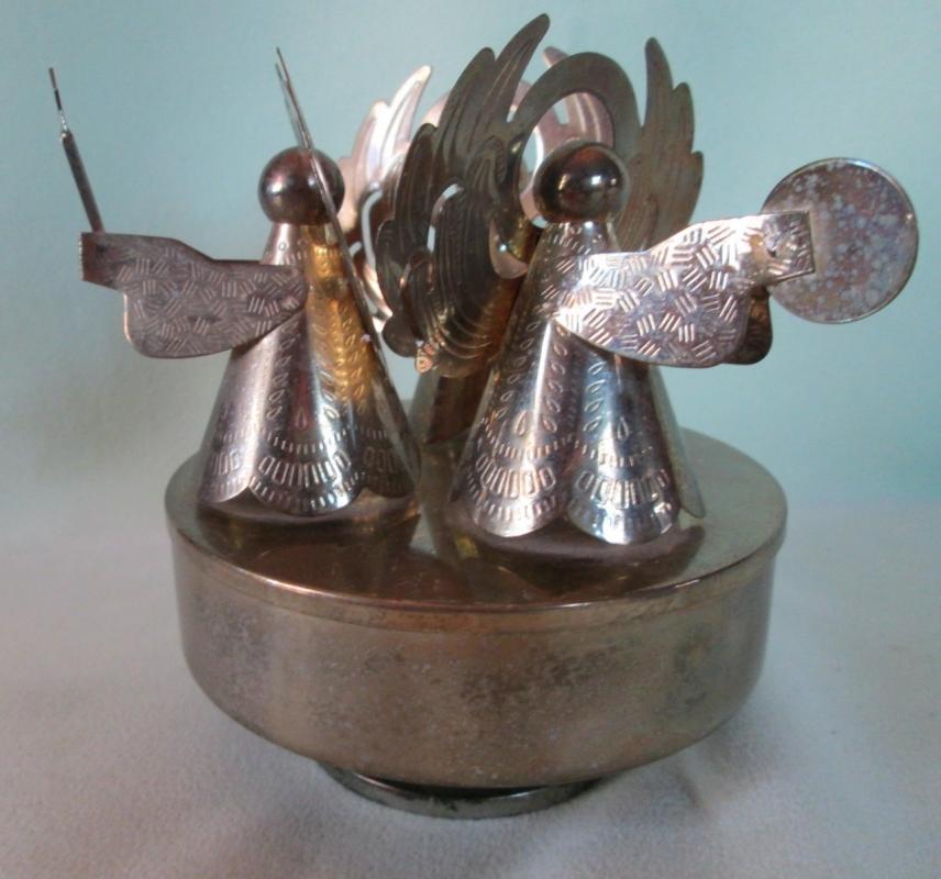 Angel Music Box Silent Night Brass/Gold Finish