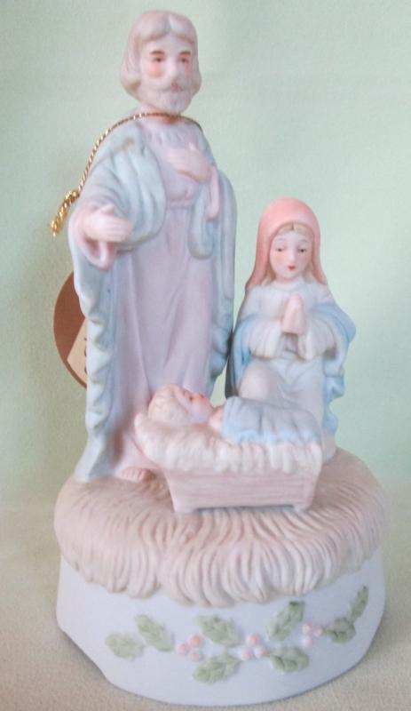 Manger Scene Music Box Geo. Lefton 1983 Porcelain