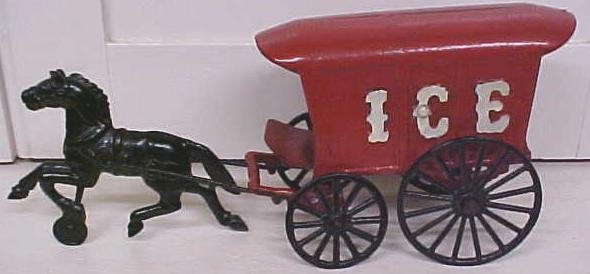 Kenton Horse Drawn Ice Wagon Single Horse Rare Toy!