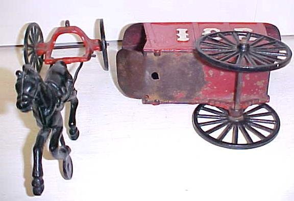 Kenton Horse Drawn Ice Wagon Single Horse Rare Toy!