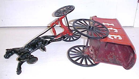 Kenton Horse Drawn Ice Wagon Single Horse Rare Toy!