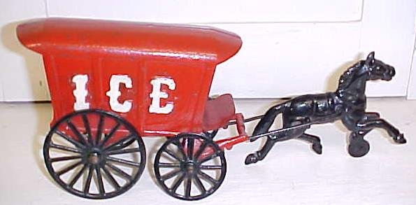 Kenton Horse Drawn Ice Wagon Single Horse Rare Toy!