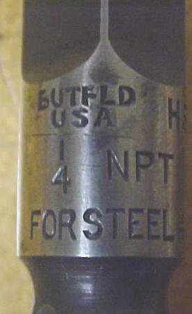 Union Twist Pipe Tap 1/4 inch NPT for Steel Butterfield
