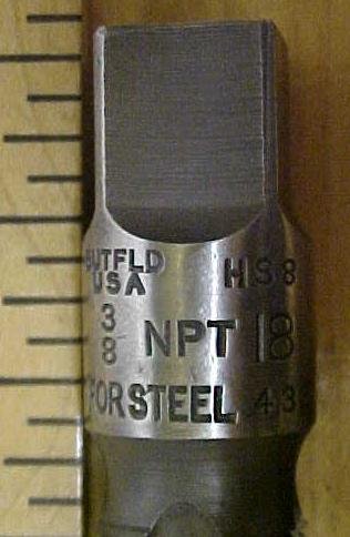 Union Twist Pipe Tap 3/8 inch NPT for Steel Butterfield