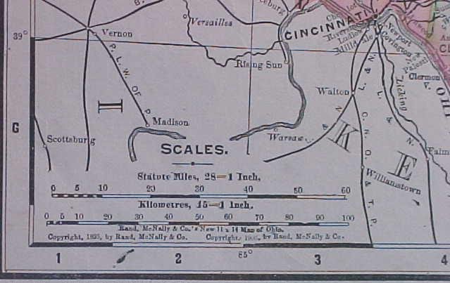 Map Ohio & Cincinnati 1907 Rand McNally