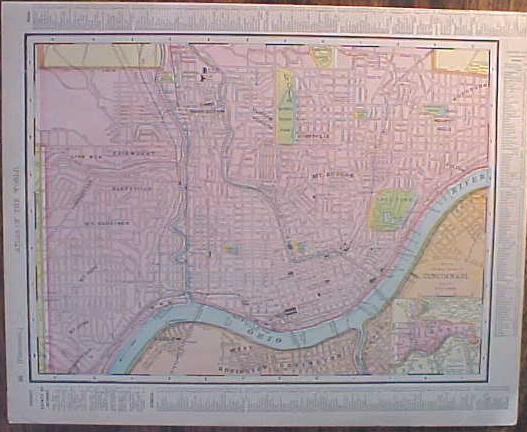 Map Ohio & Cincinnati 1907 Rand McNally