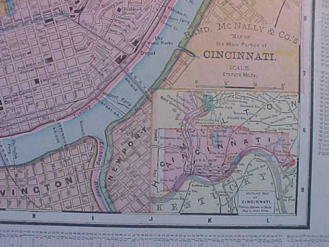 Map Ohio & Cincinnati 1907 Rand McNally