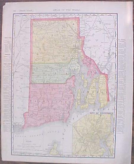 Map Rhode Island & Boston 1907 Rand McNally
