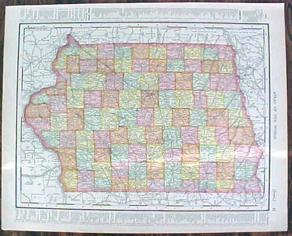 Map Iowa & Missouri 1907 Rand McNally