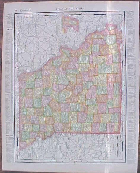 Map Iowa & Missouri 1907 Rand McNally