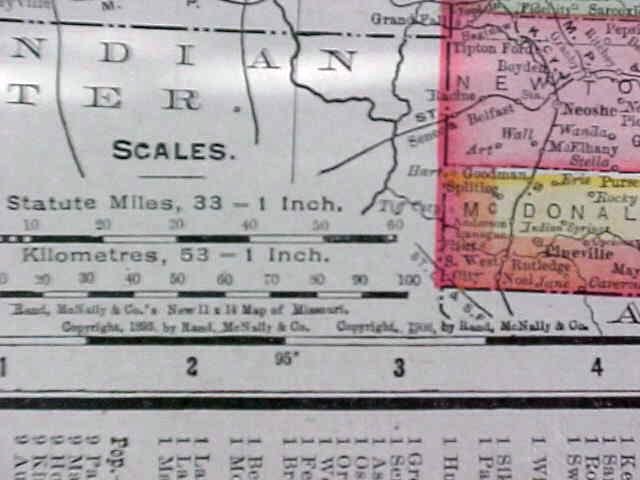 Map Iowa & Missouri 1907 Rand McNally