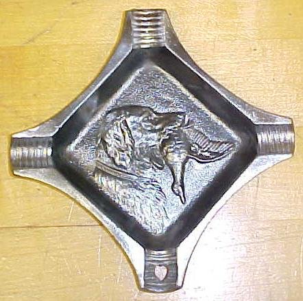 Ashtray Cast Iron Hunting Dog Bird Decoration Rare!